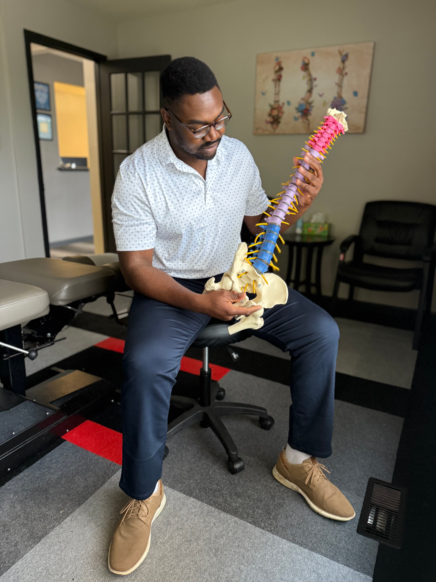 Dr. Birch with spine model